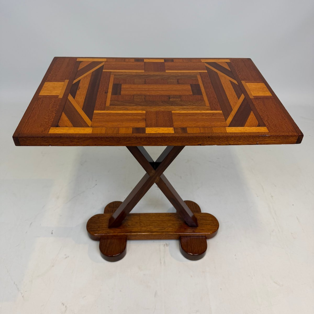 Art Deco Side Table With Inlaid Marquetry-photo-2