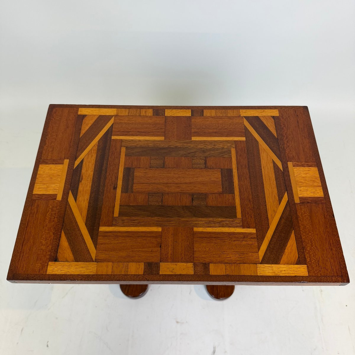 Art Deco Side Table With Inlaid Marquetry-photo-6