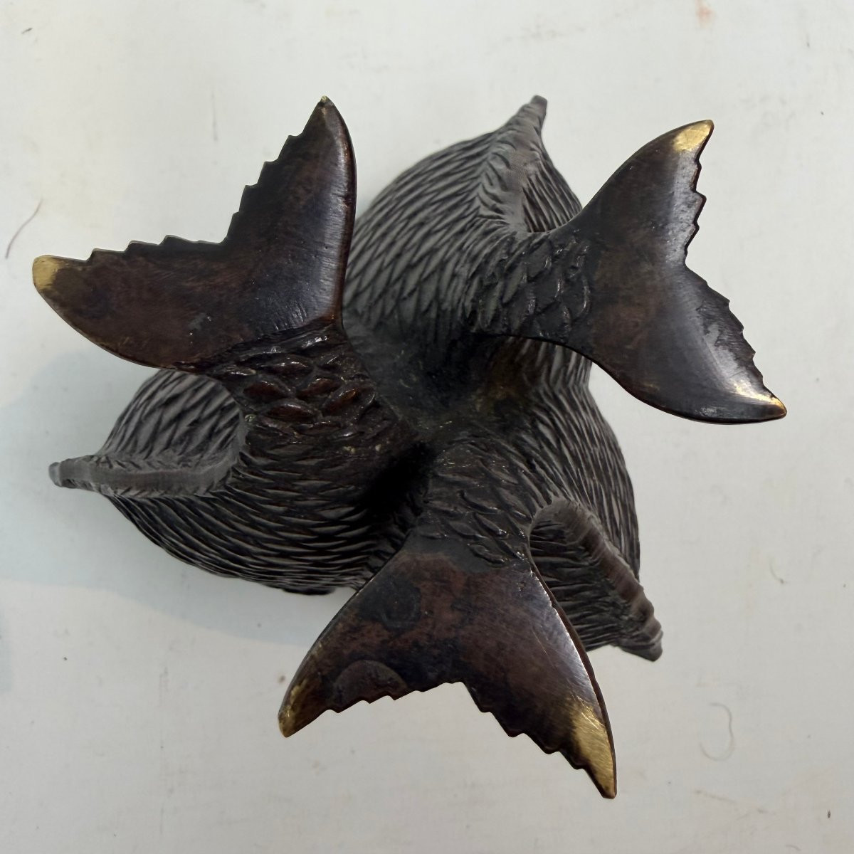 Okimono en bronze patiné -photo-4