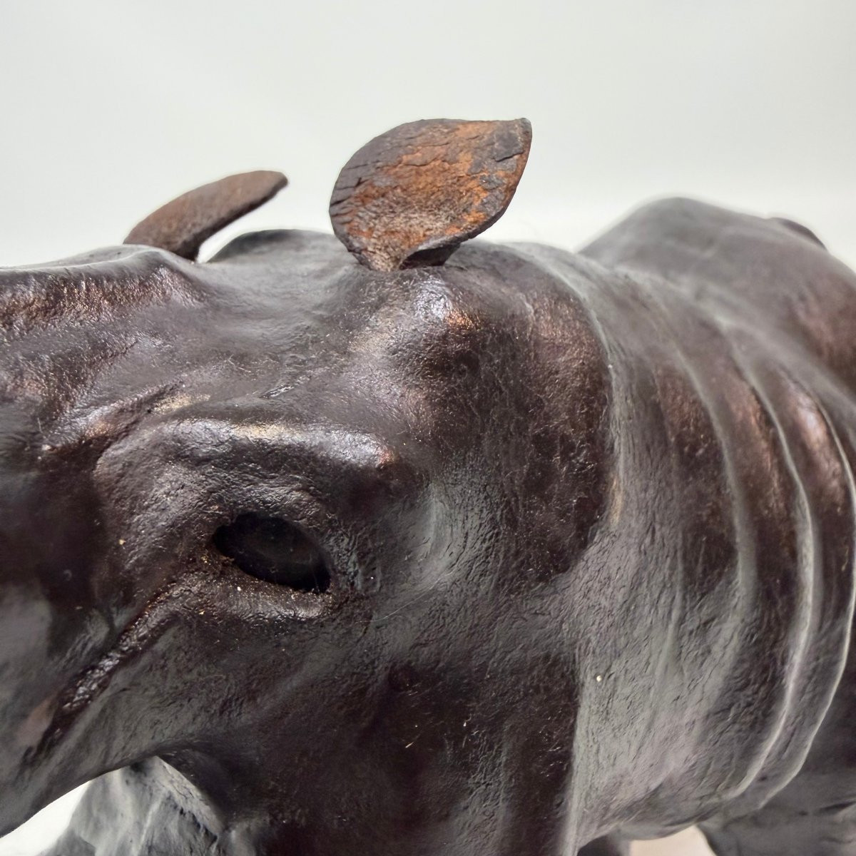 Hippopotame en cuir du milieu du siècle -photo-3