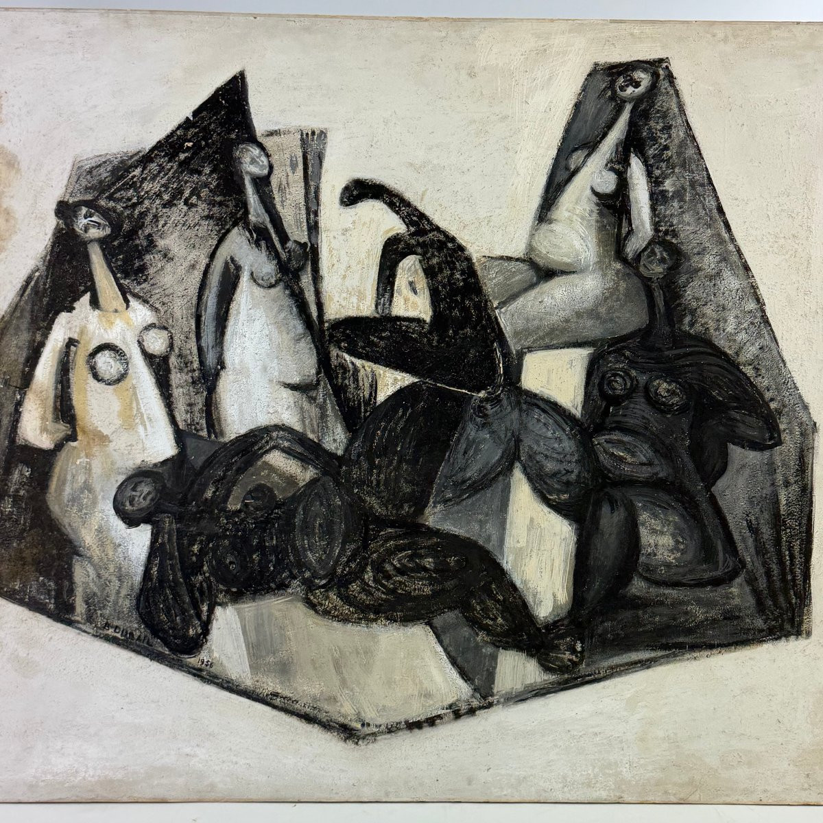 Huile sur papier « Amitiés » de Berthe Dubail-photo-2