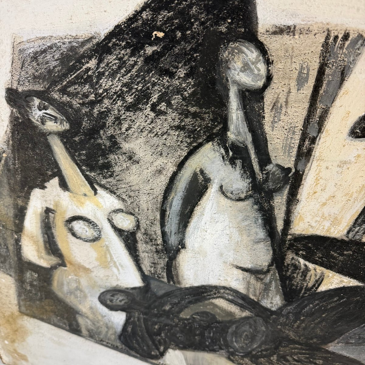 Huile sur papier « Amitiés » de Berthe Dubail-photo-2