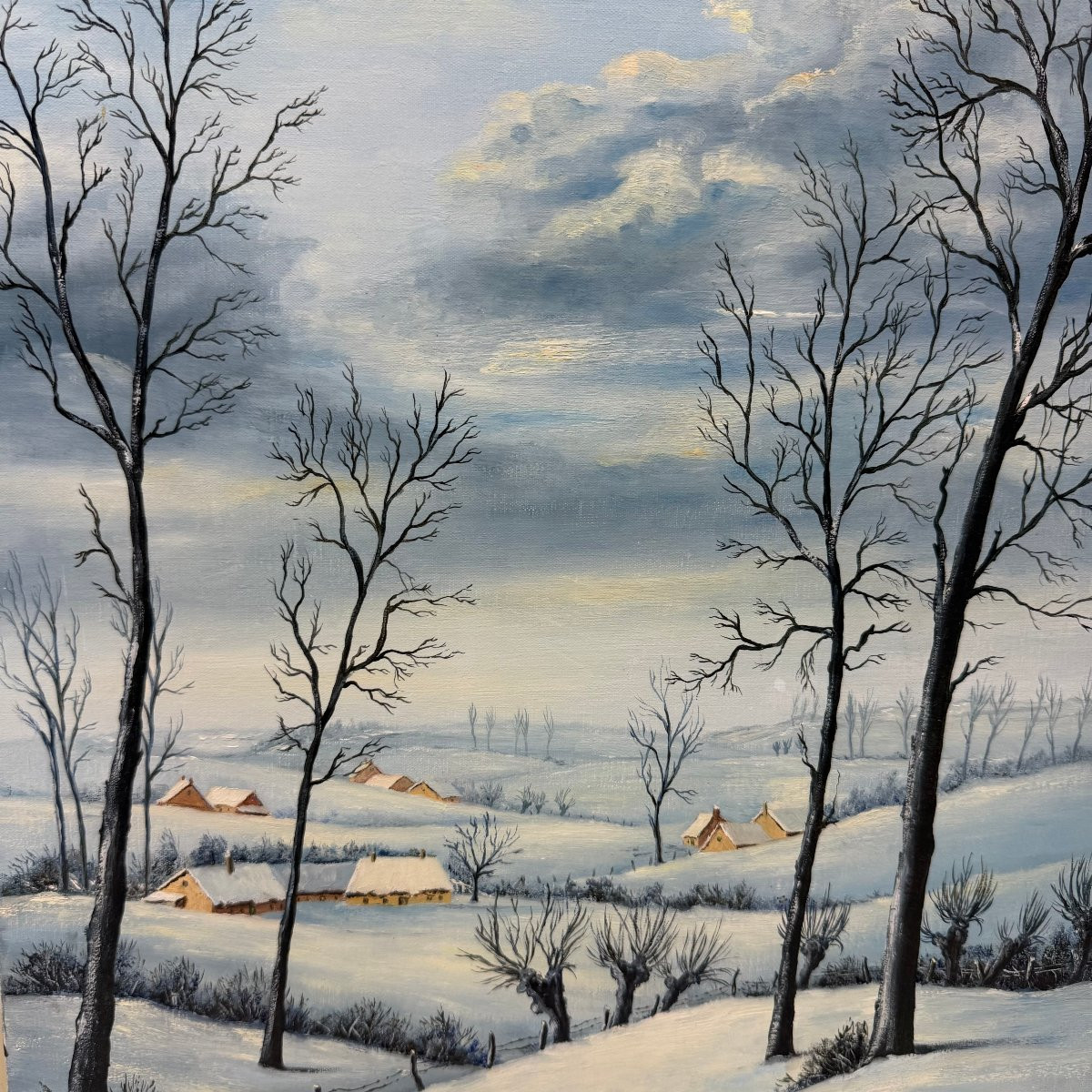 Winter Landscape On Canvas By Adriaen N.-photo-3