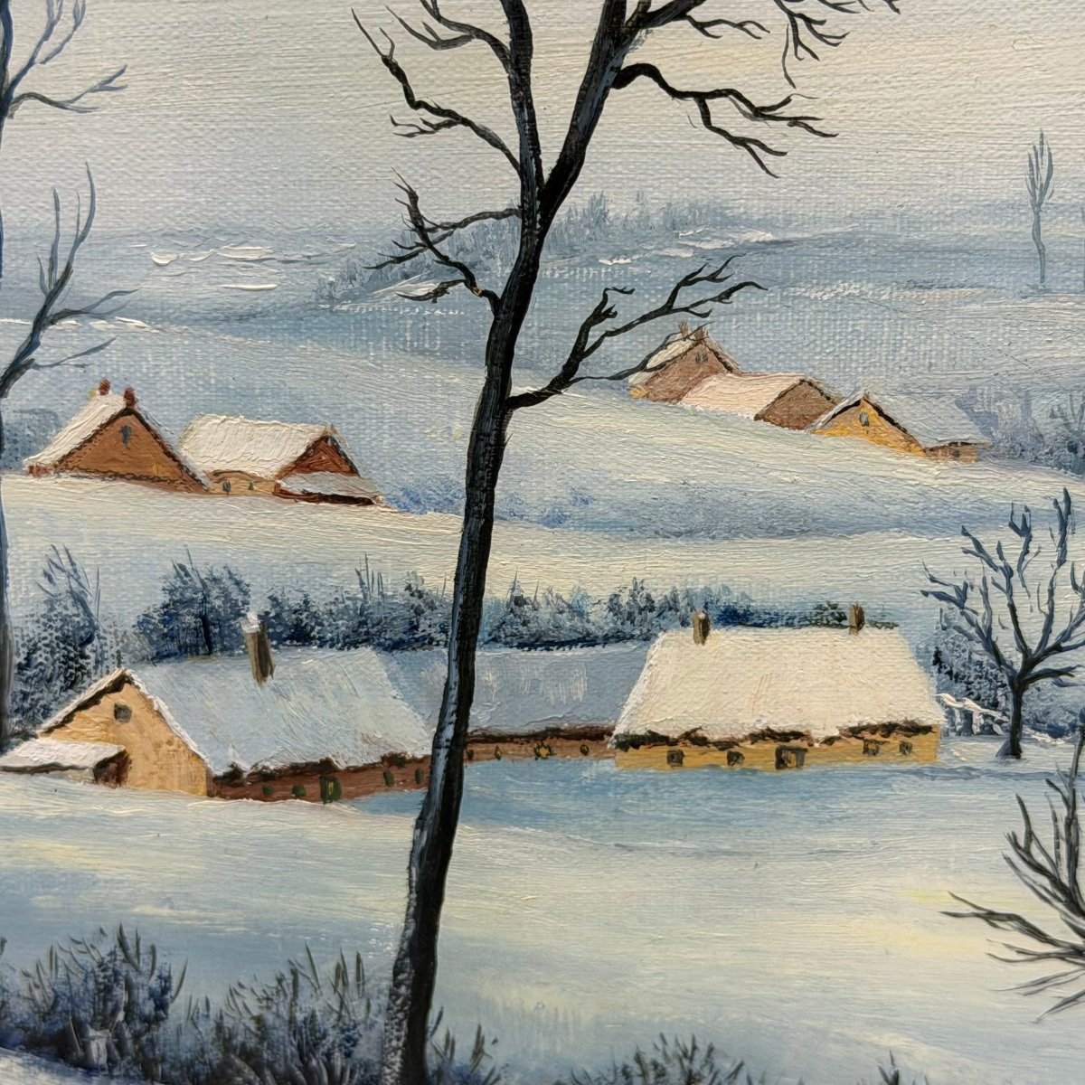 Winter Landscape On Canvas By Adriaen N.-photo-1
