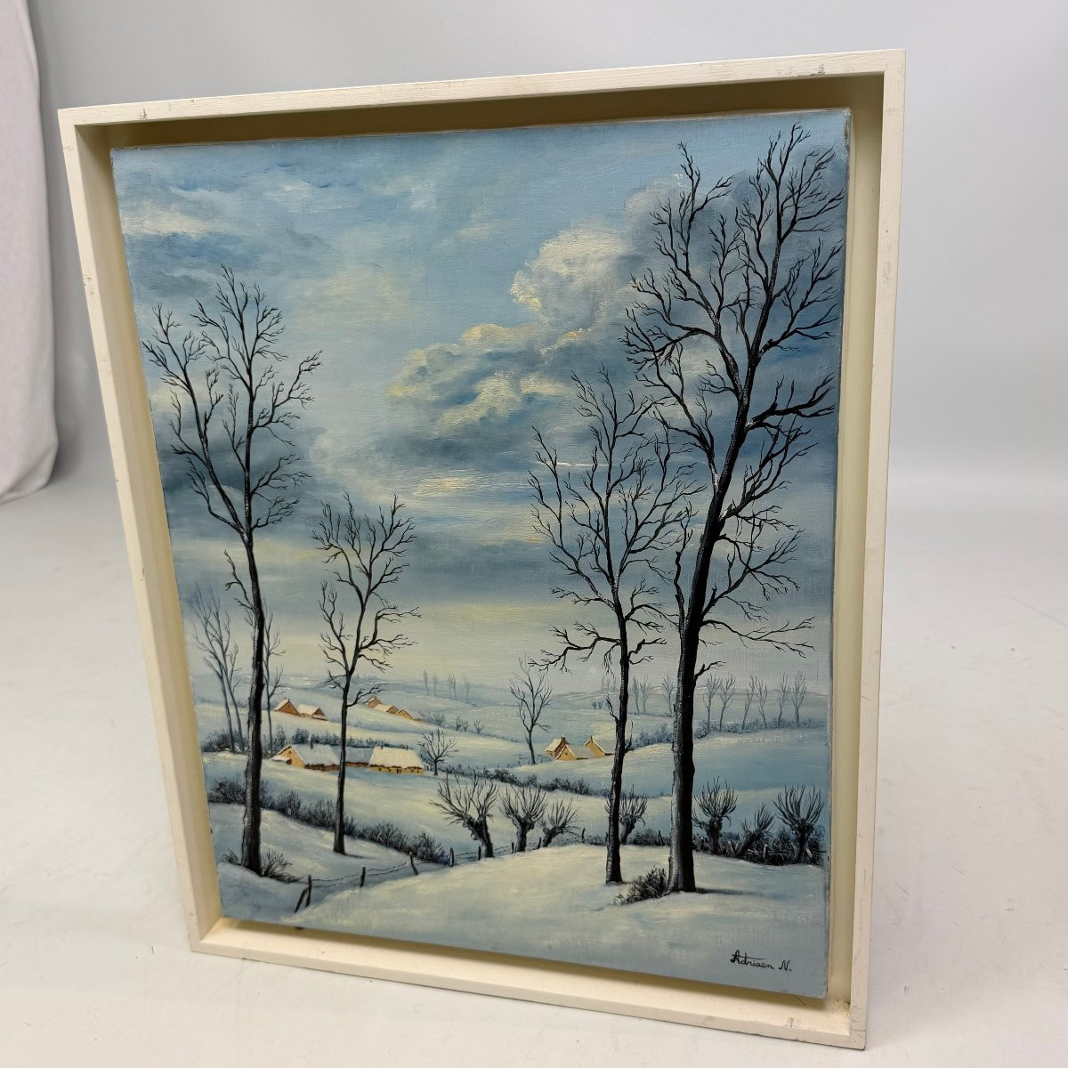 Winter Landscape On Canvas By Adriaen N.-photo-3