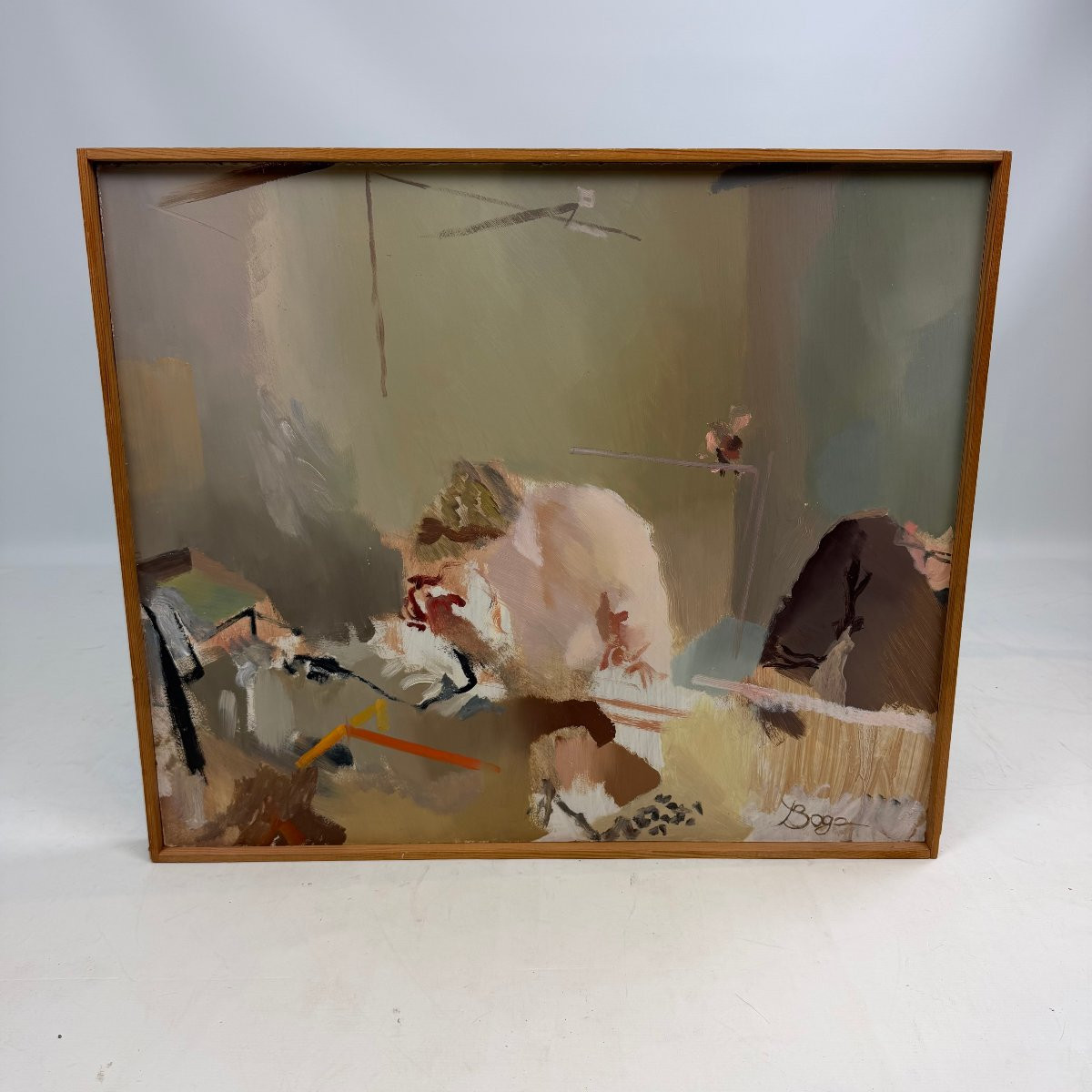 Oil On Panel ‘at Work’ By Yves Bagé-photo-3