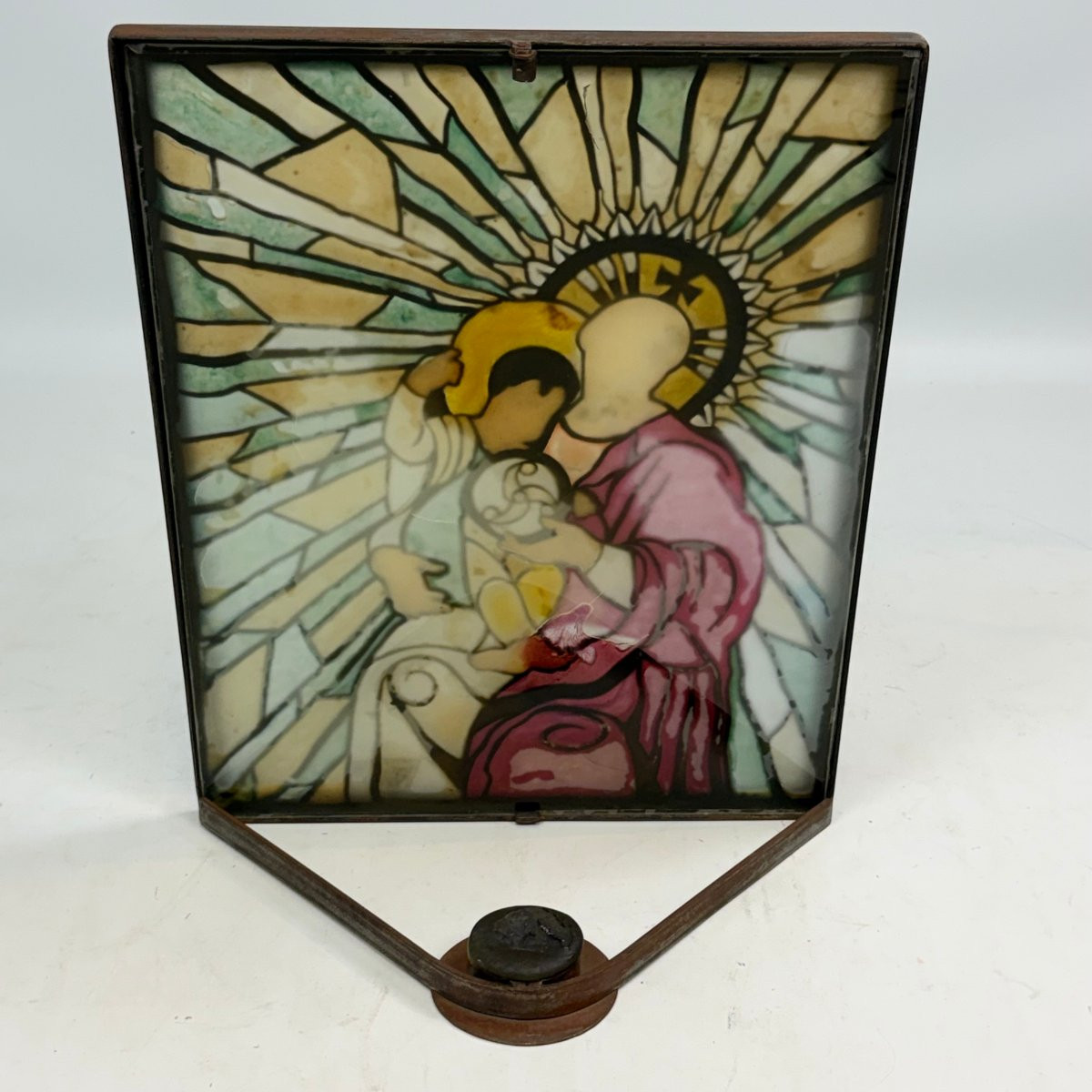 Composition moderne représentant la Vierge à l'Enfant sur verre -photo-2