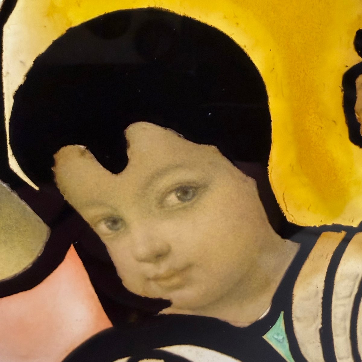 Composition moderne représentant la Vierge à l'Enfant sur verre -photo-3