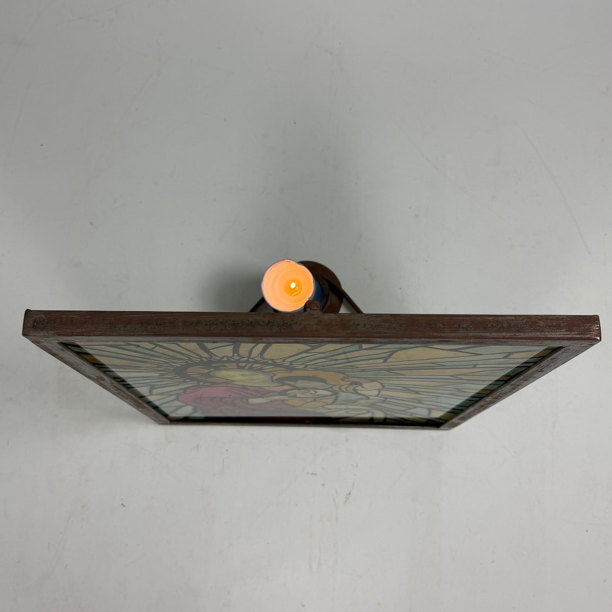 Composition moderne représentant la Vierge à l'Enfant sur verre -photo-6