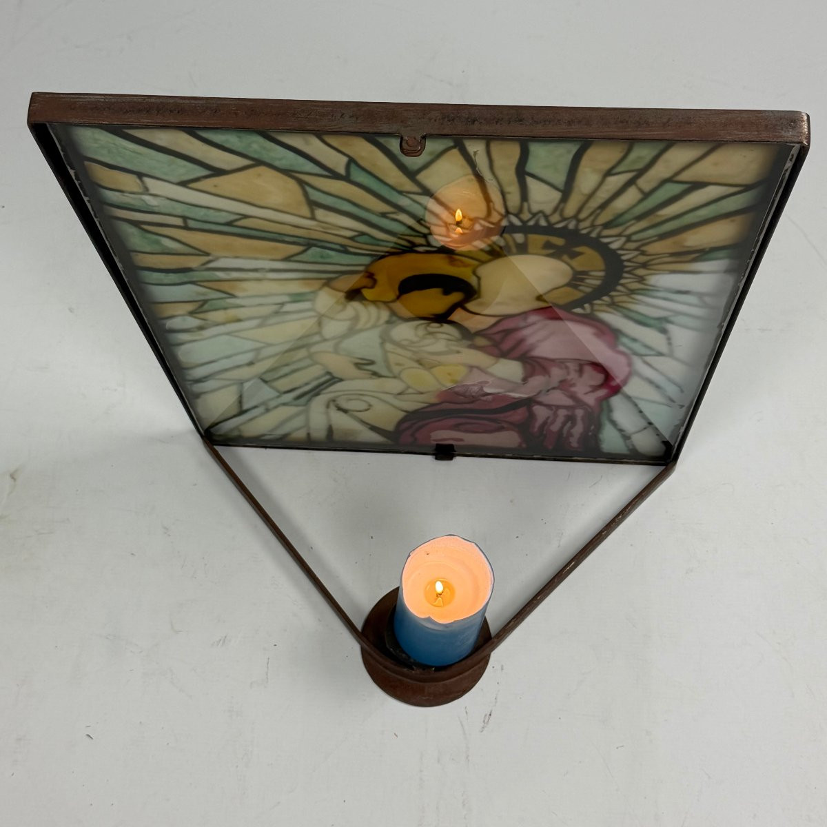 Composition moderne représentant la Vierge à l'Enfant sur verre -photo-7