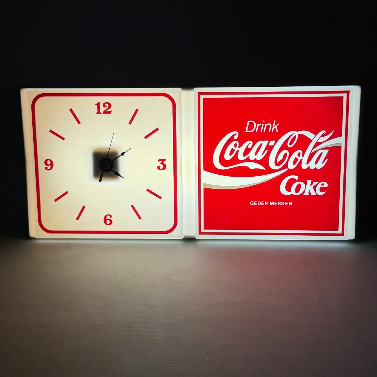 Coca-cola Illuminated Sign With Clock
