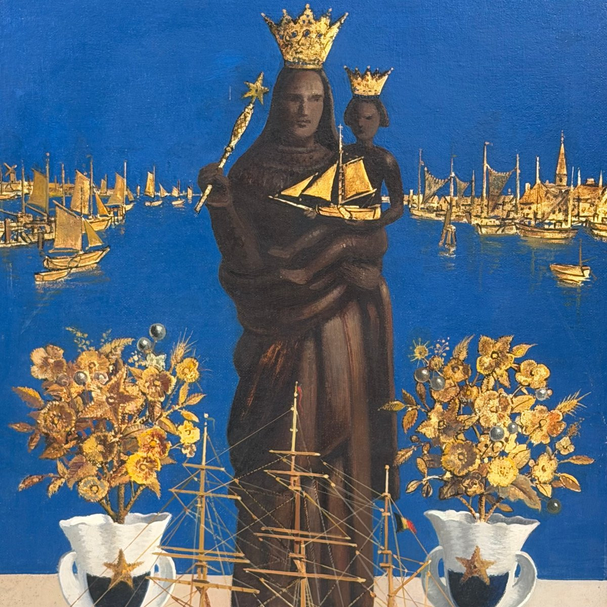Huile sur toile « Notre-Dame de la Mer » de Georges Frederic-photo-2