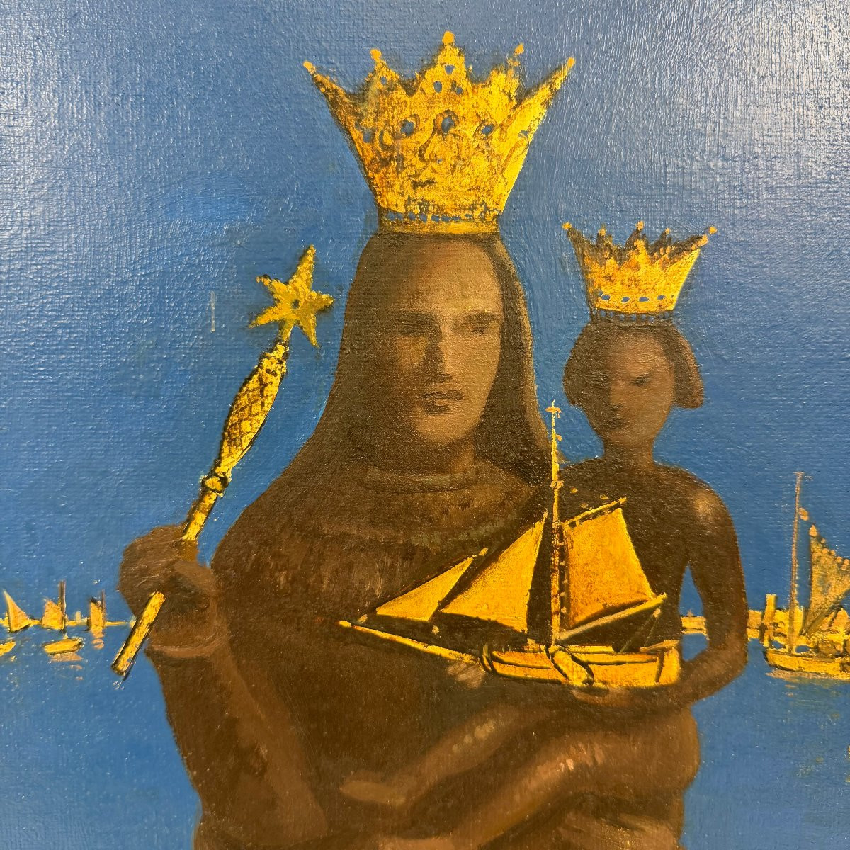 Huile sur toile « Notre-Dame de la Mer » de Georges Frederic-photo-3
