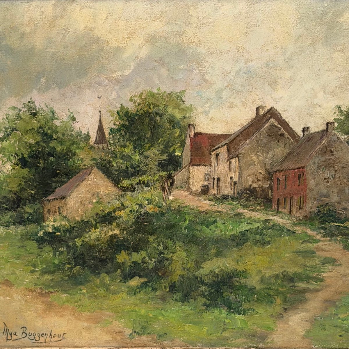 Huile sur toile, vue de campagne par Mya Buggenhout -photo-4