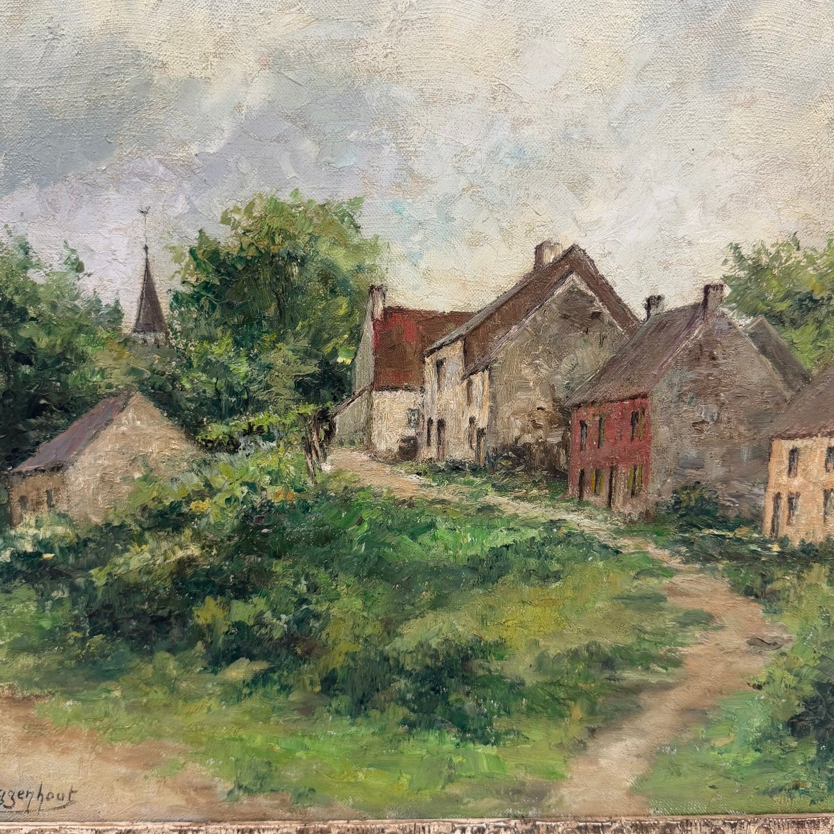Huile sur toile, vue de campagne par Mya Buggenhout -photo-8