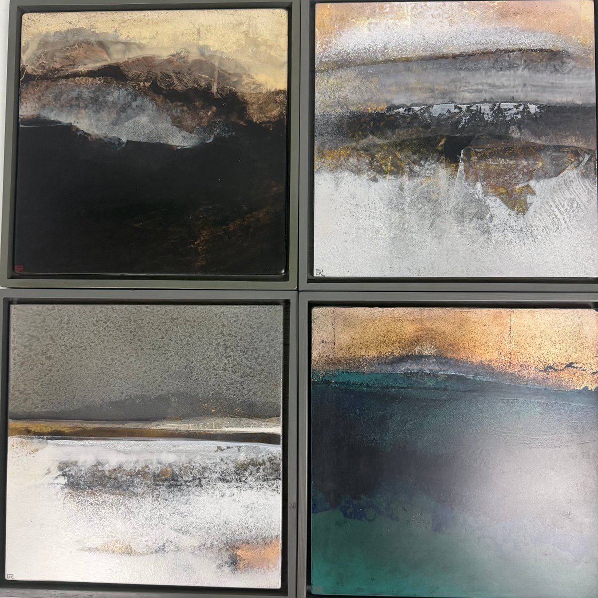 Ensemble de 4 peintures laque sur bois de Gérard Redoulès -photo-2