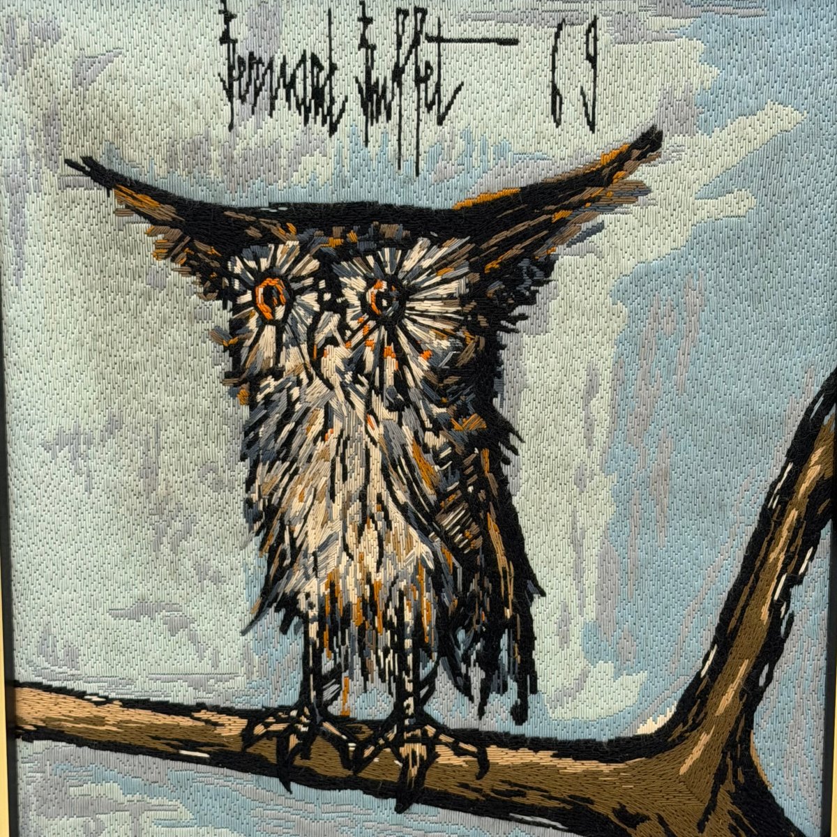 Tapisserie d'après le tableau « La Chouette » de Bernard Buffet, réalisée par Dollfus-Mieg & Co-photo-2