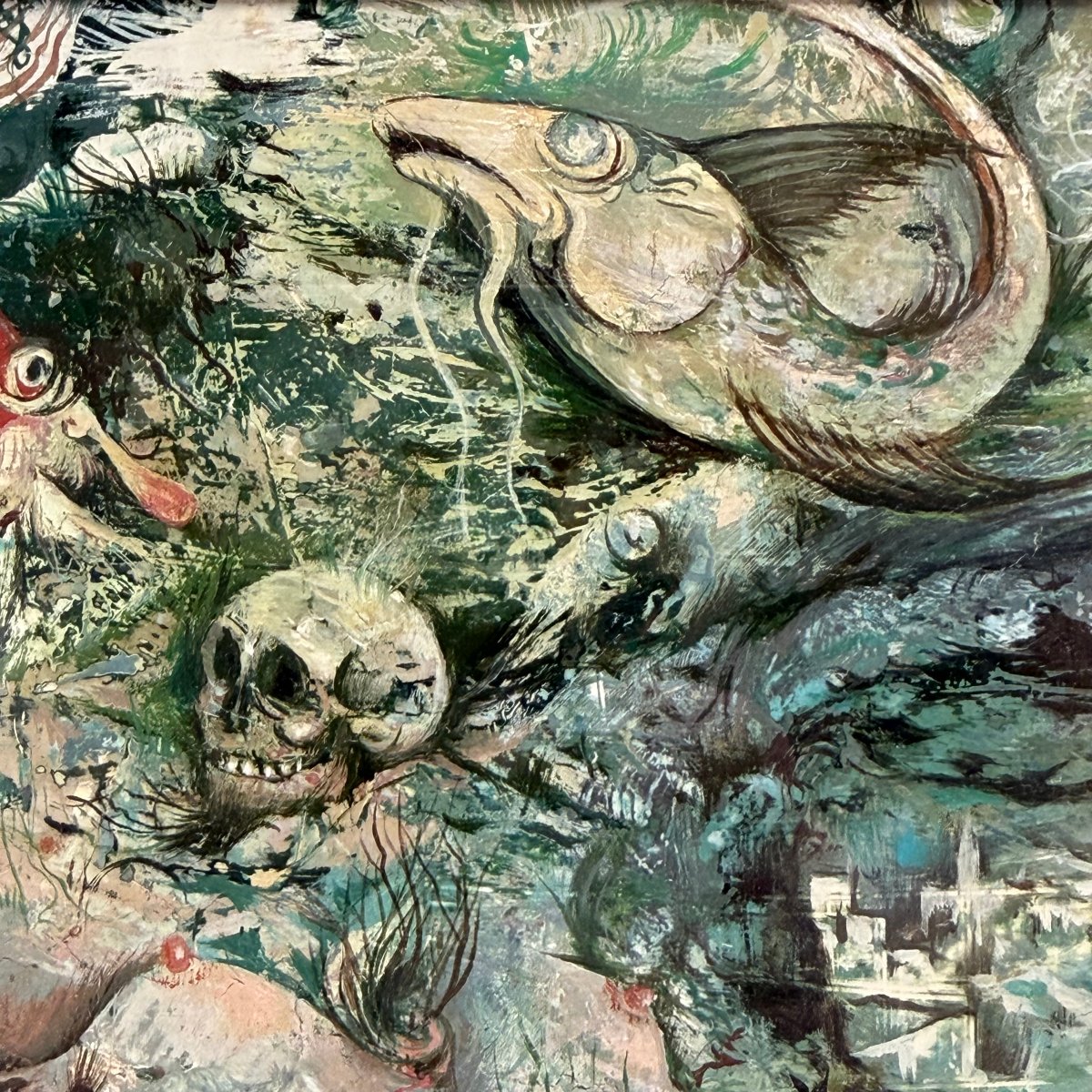Oil On Panel 'an Imaginary World' By Jean Dratz-photo-3