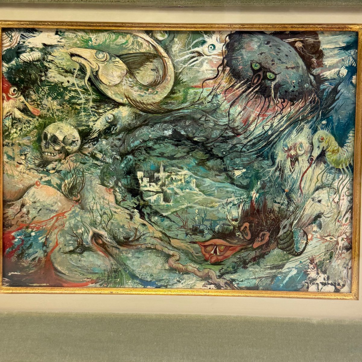 Oil On Panel 'an Imaginary World' By Jean Dratz-photo-1