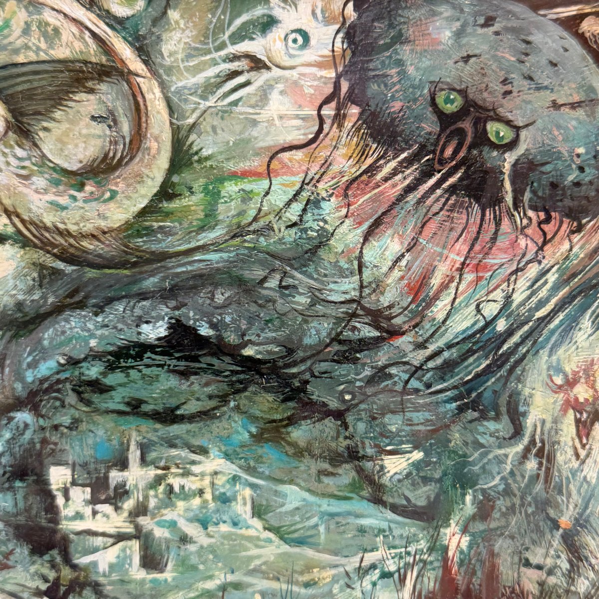 Oil On Panel 'an Imaginary World' By Jean Dratz-photo-2