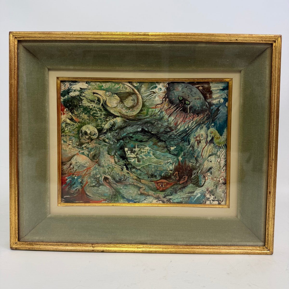 Oil On Panel 'an Imaginary World' By Jean Dratz-photo-4