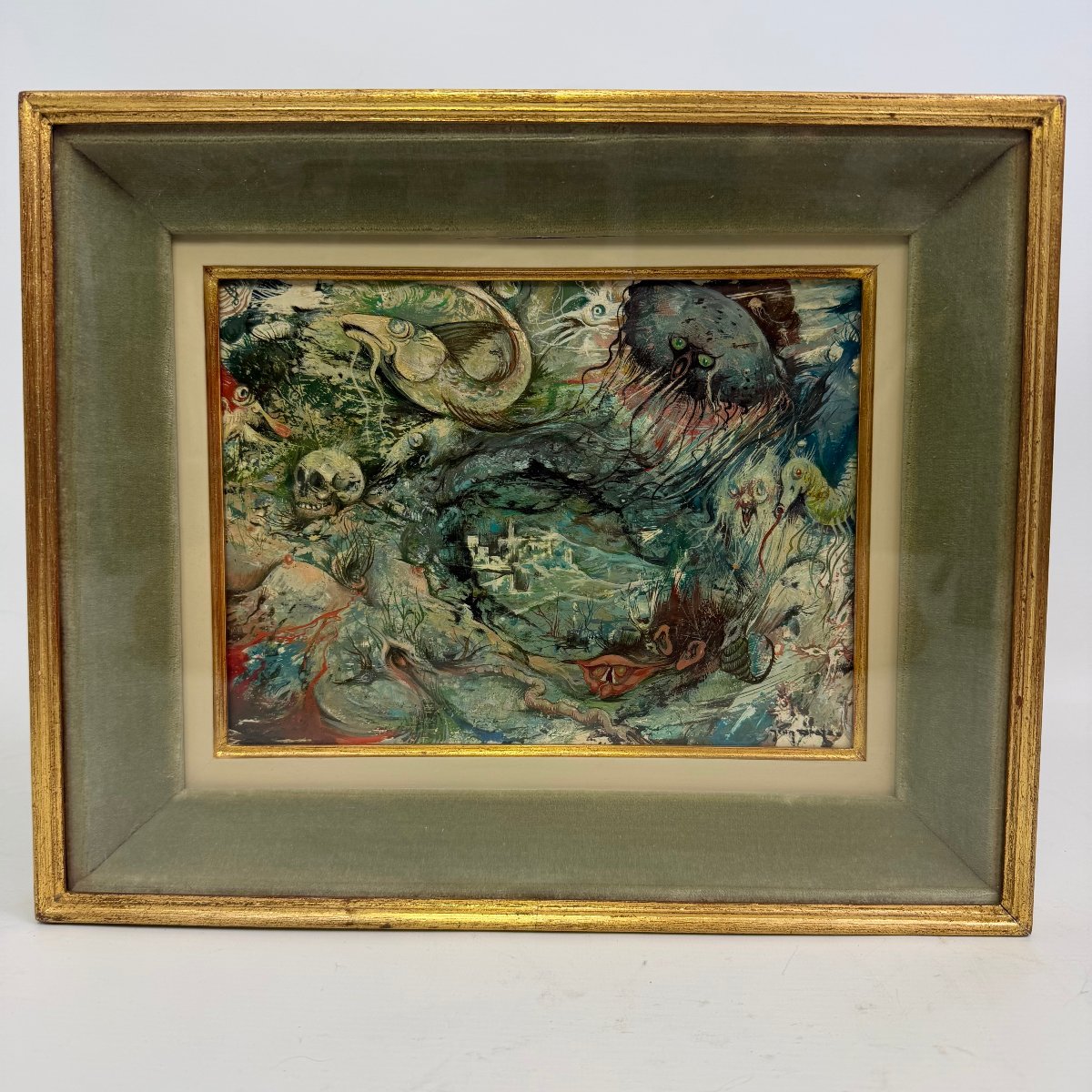 Oil On Panel 'an Imaginary World' By Jean Dratz