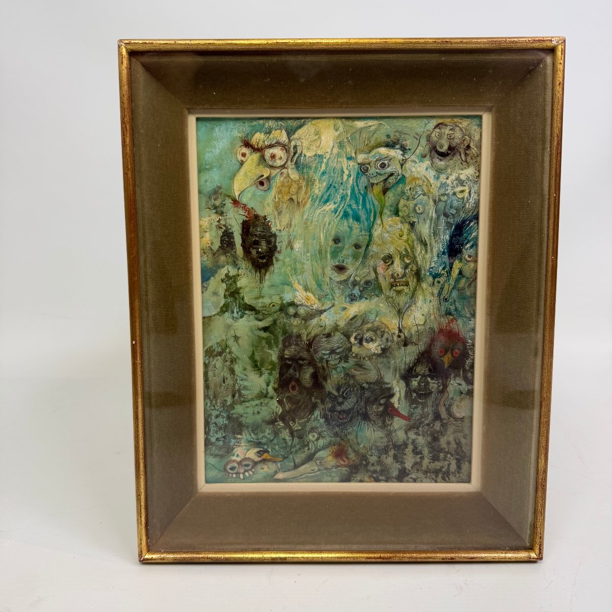 Huile sur panneau « Visages imaginaires » de Jean Dratz -photo-3