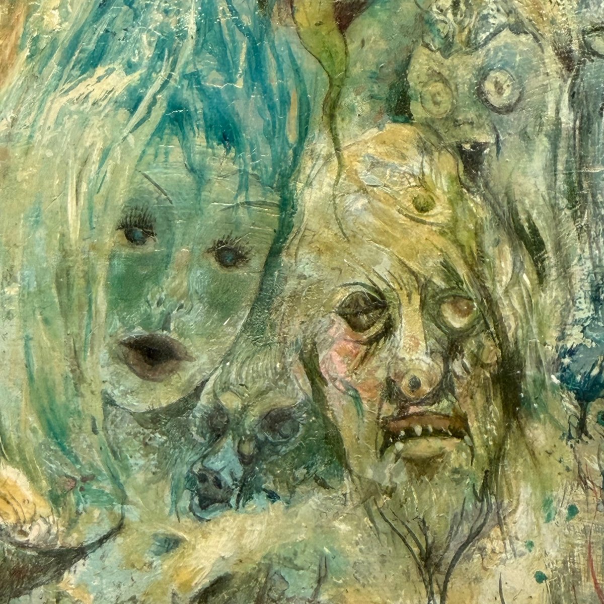 Huile sur panneau « Visages imaginaires » de Jean Dratz -photo-8