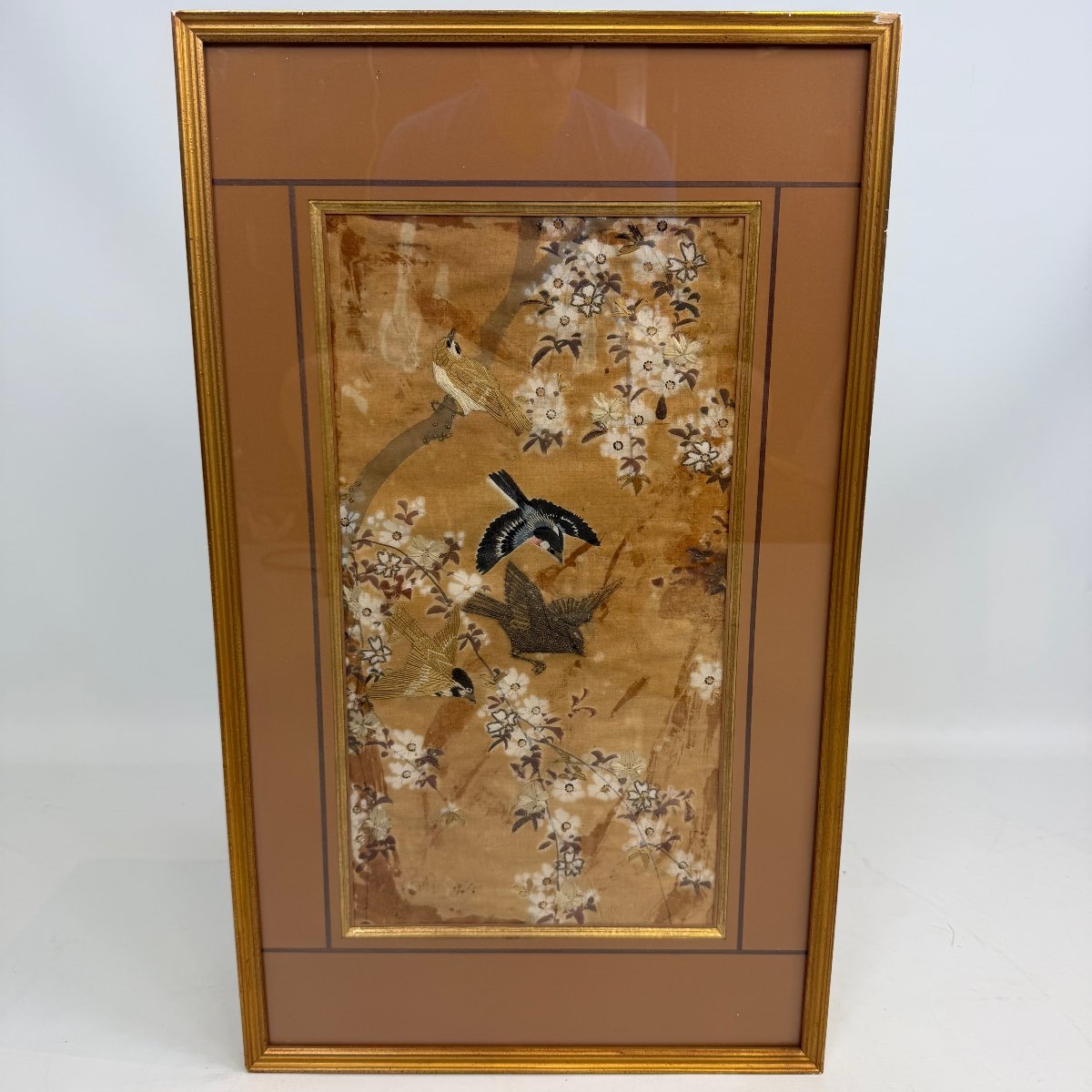  Ensemble de 4 broderies Huaniao sur soie -photo-3