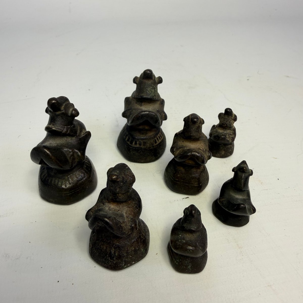 Ensemble de 11 poids à opium birmans en bronze du XIXe siècle-photo-8