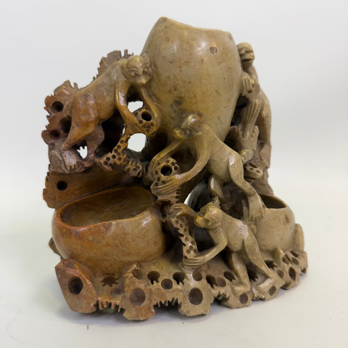 Brush Pot And Inkwell In Chinese Soapstone-photo-3