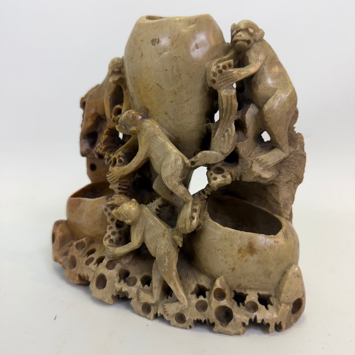 Brush Pot And Inkwell In Chinese Soapstone-photo-2