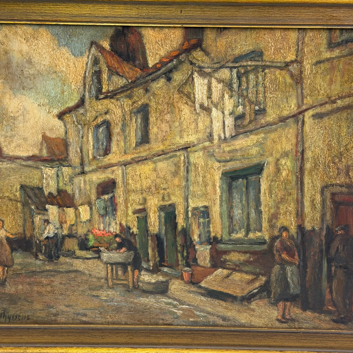 Huile sur toile 'Vue de rue' G. Matthyssens -photo-2