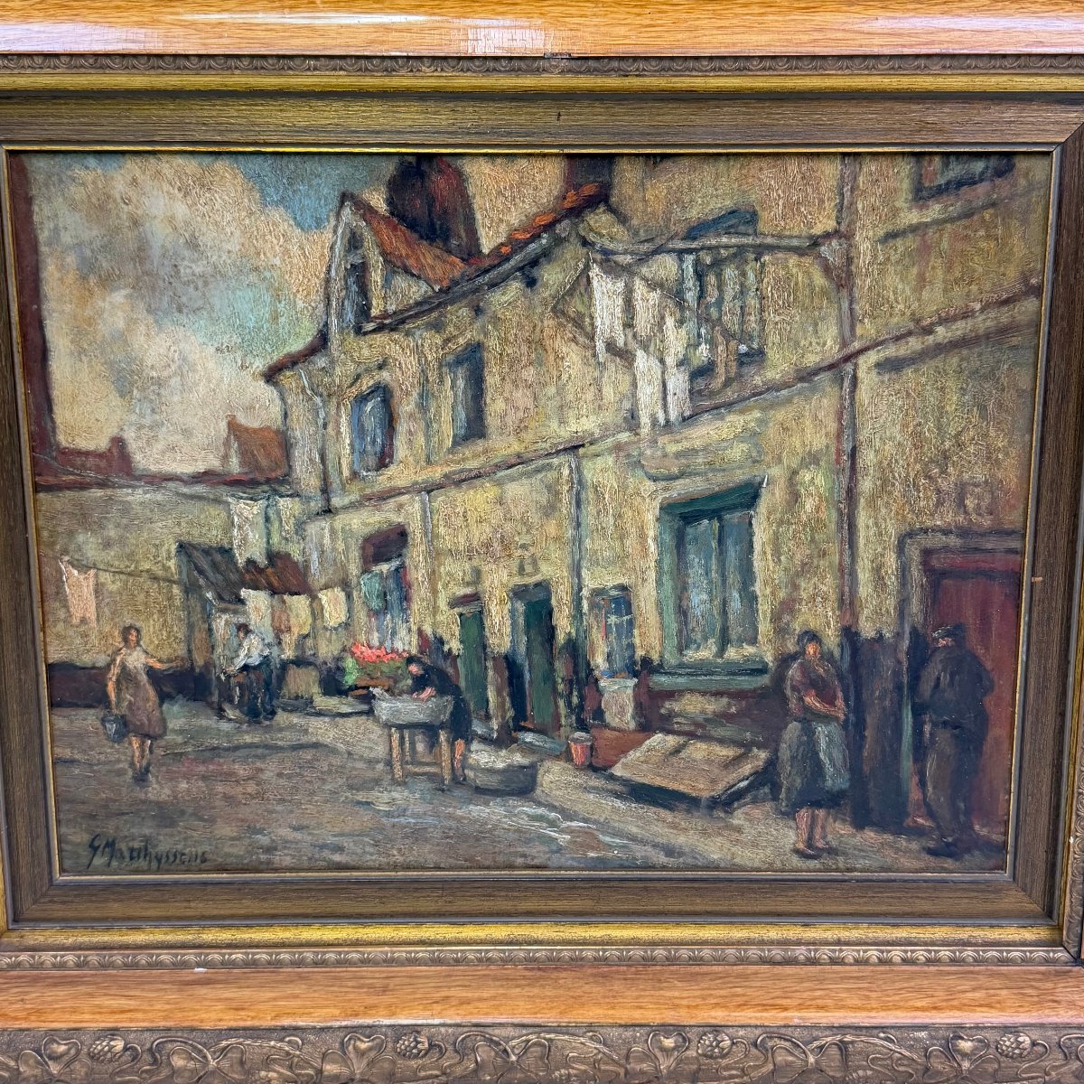 Huile sur toile 'Vue de rue' G. Matthyssens -photo-3