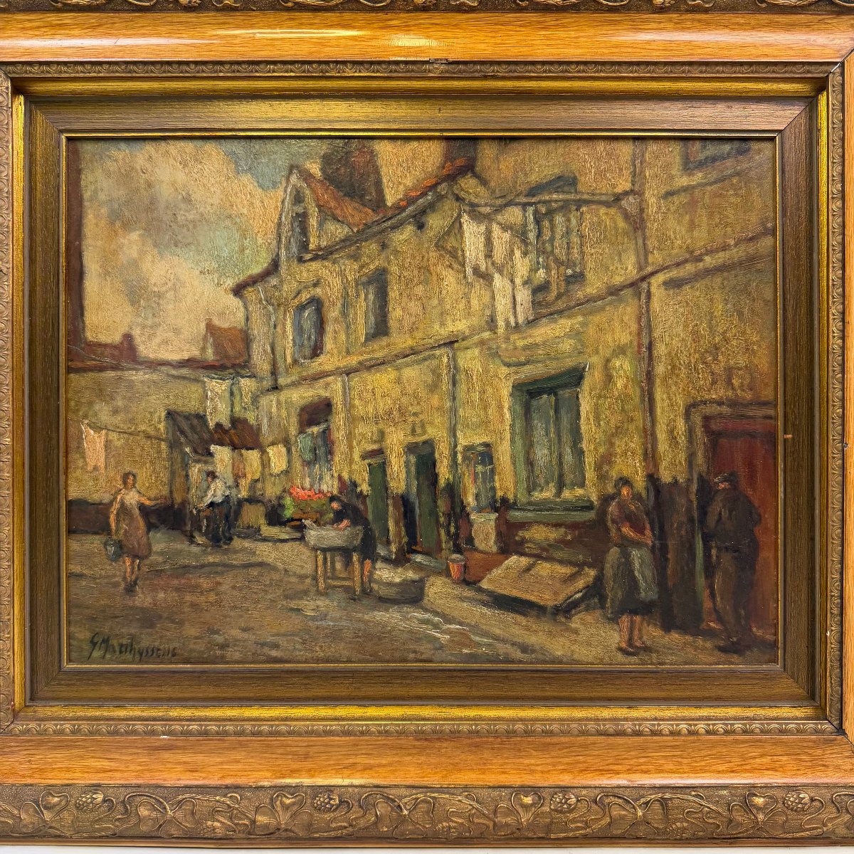 Huile sur toile 'Vue de rue' G. Matthyssens -photo-4