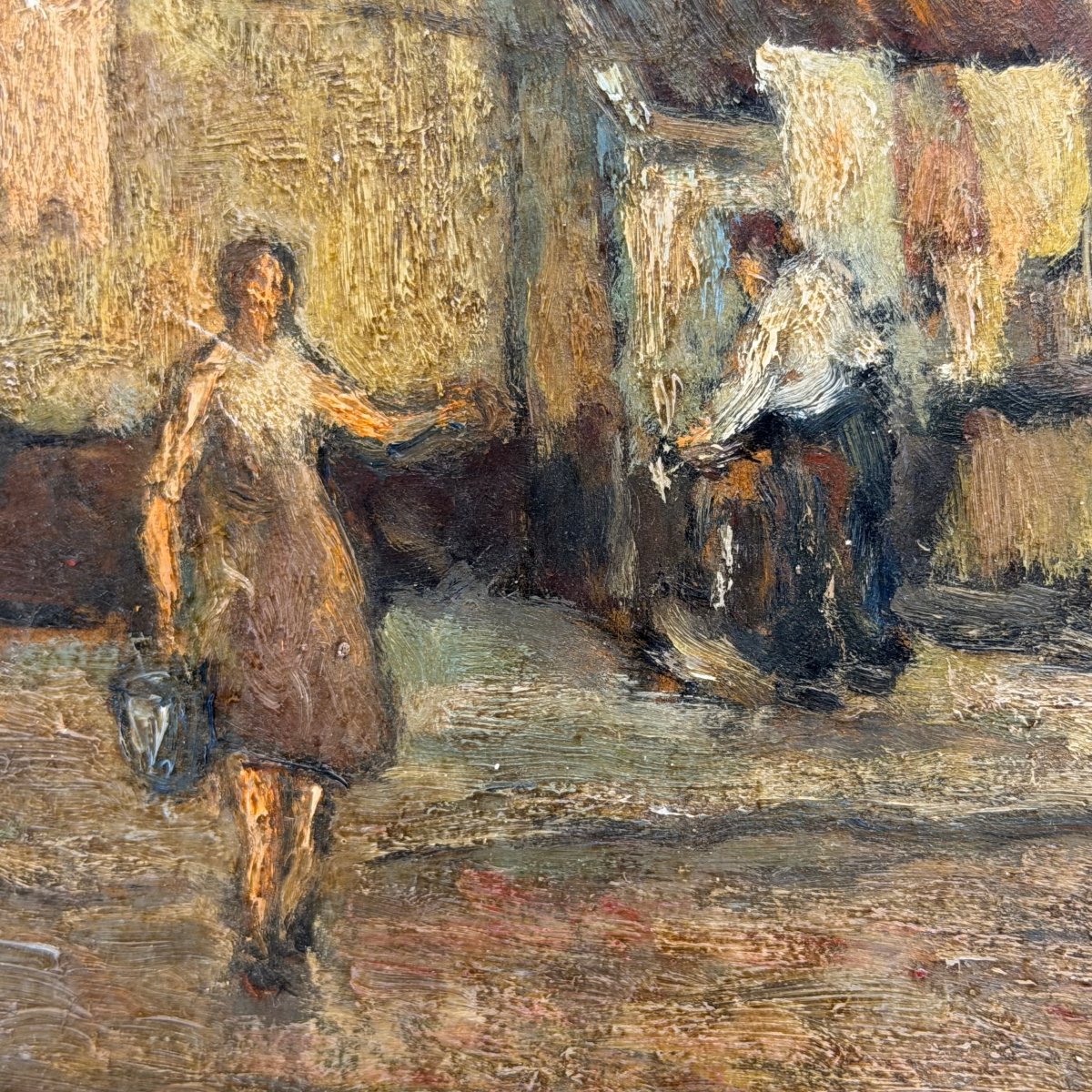 Huile sur toile 'Vue de rue' G. Matthyssens -photo-1