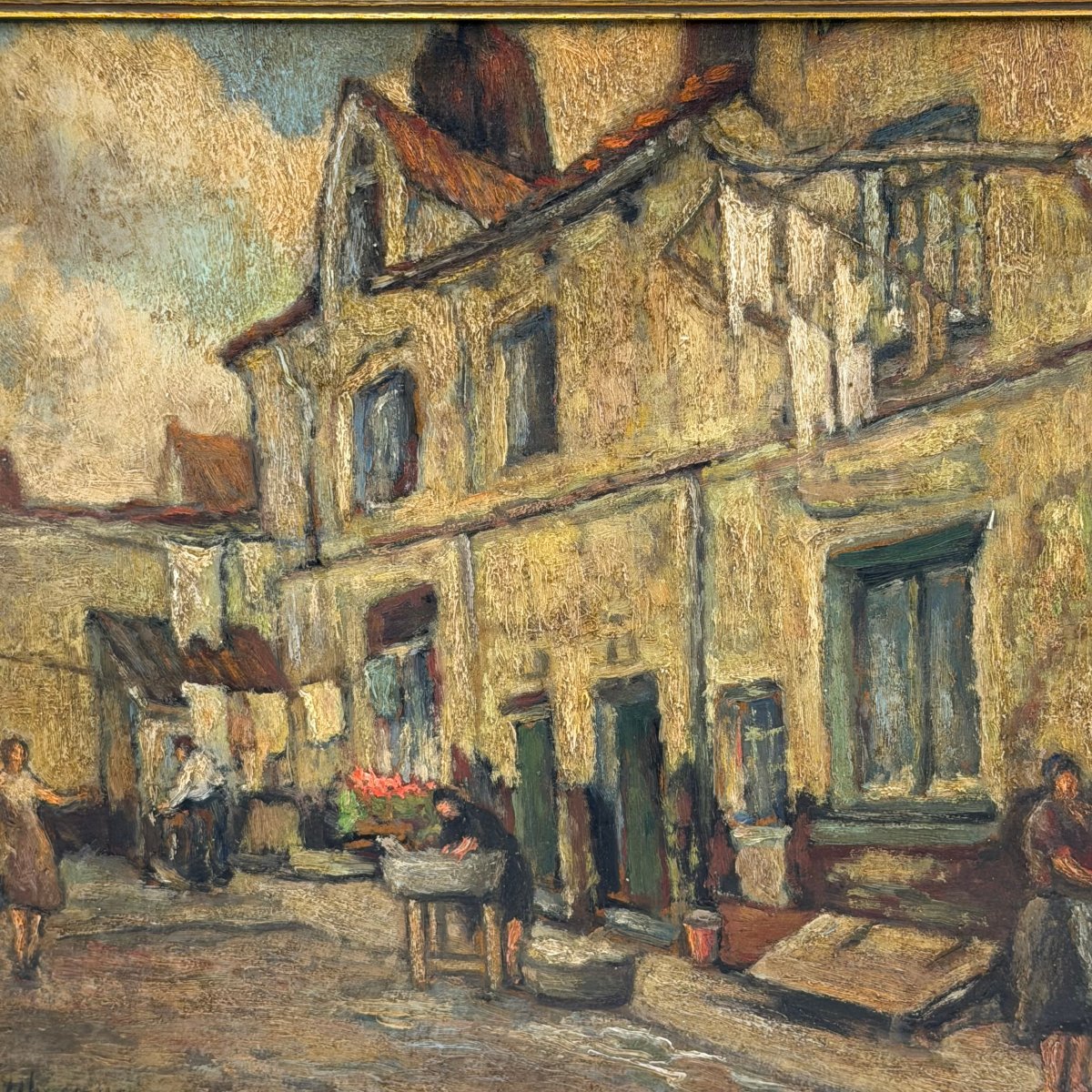 Huile sur toile 'Vue de rue' G. Matthyssens -photo-7