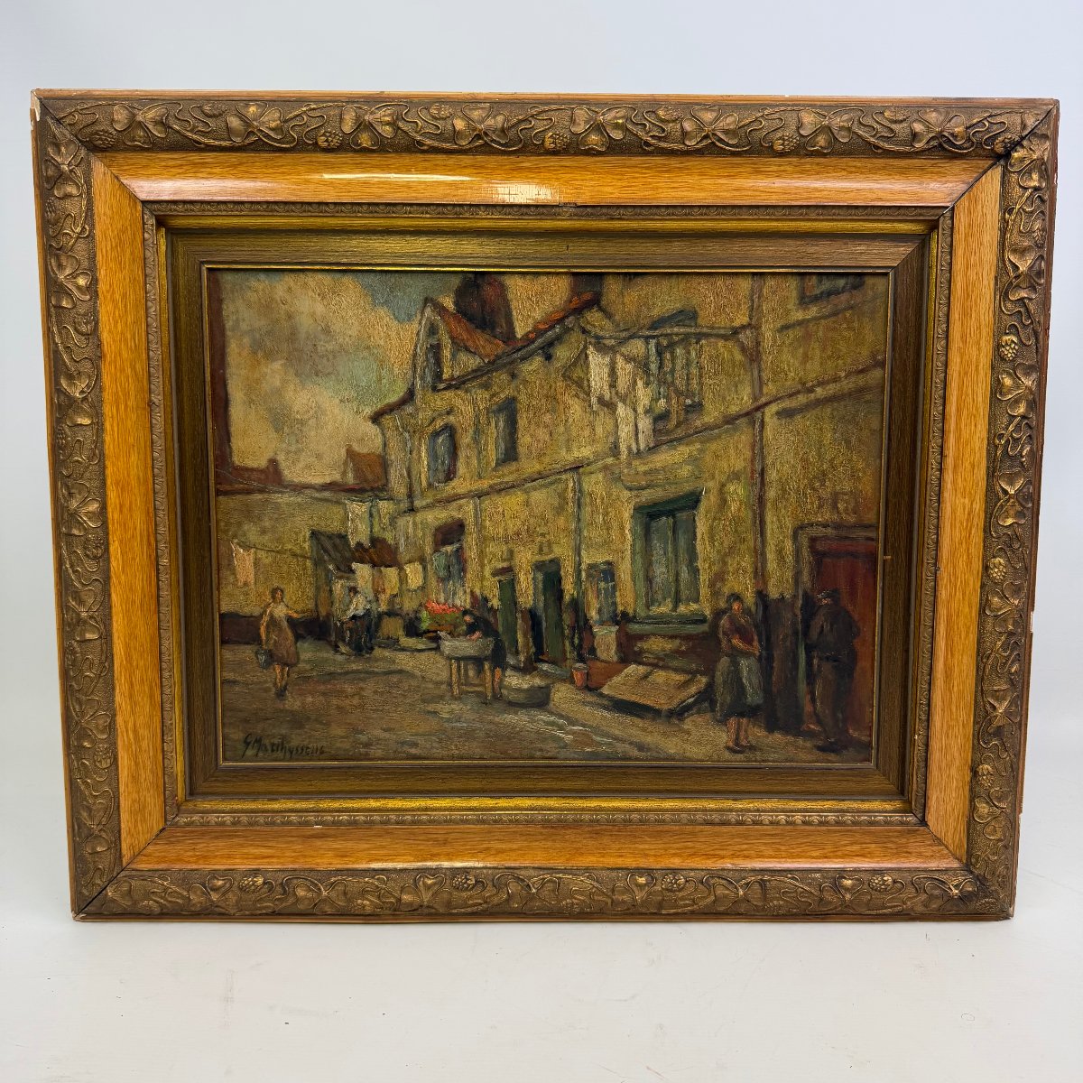 Huile sur toile 'Vue de rue' G. Matthyssens 