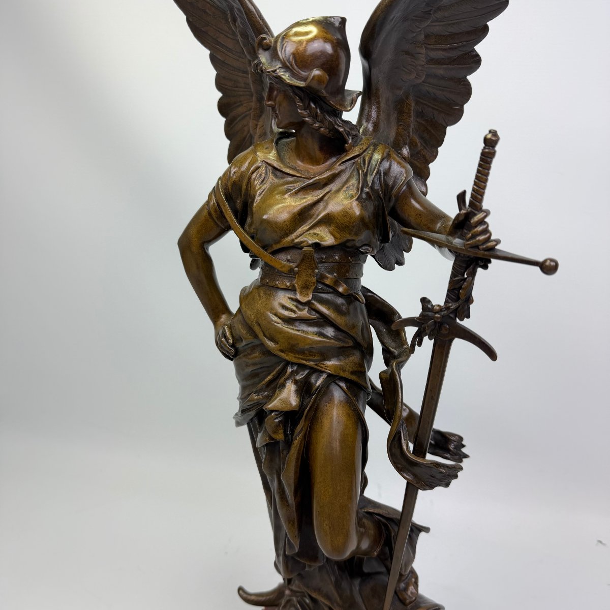 Bronze Statue “la Paix Armée” By Jules Félix Coutan -photo-2
