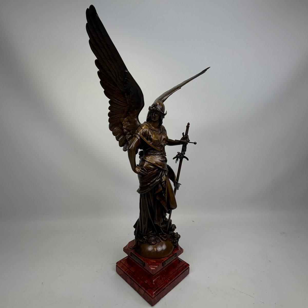 Bronze Statue “la Paix Armée” By Jules Félix Coutan -photo-3