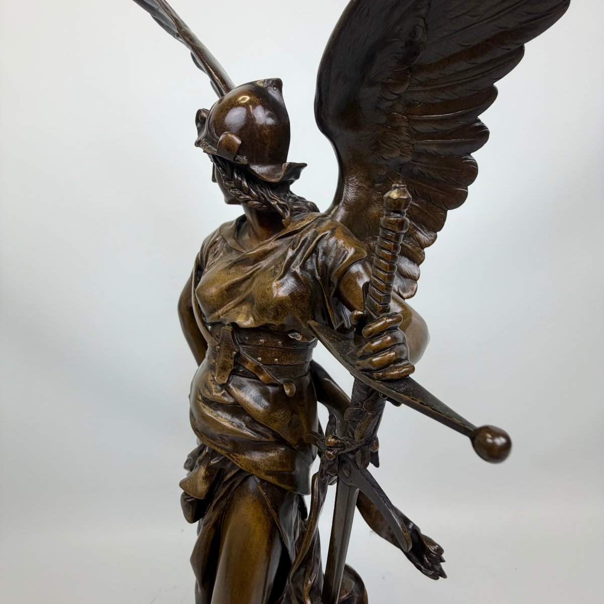 Bronze Statue “la Paix Armée” By Jules Félix Coutan -photo-2
