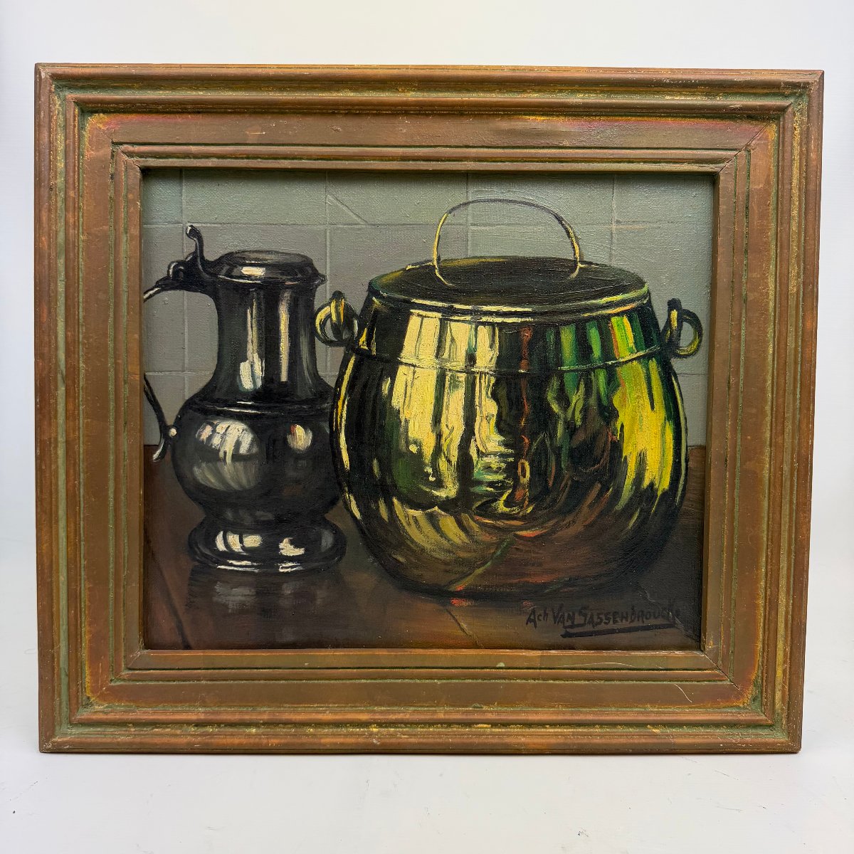 Oil On Canvas, Still Life By Achiel Van Sassenbrouck -photo-2
