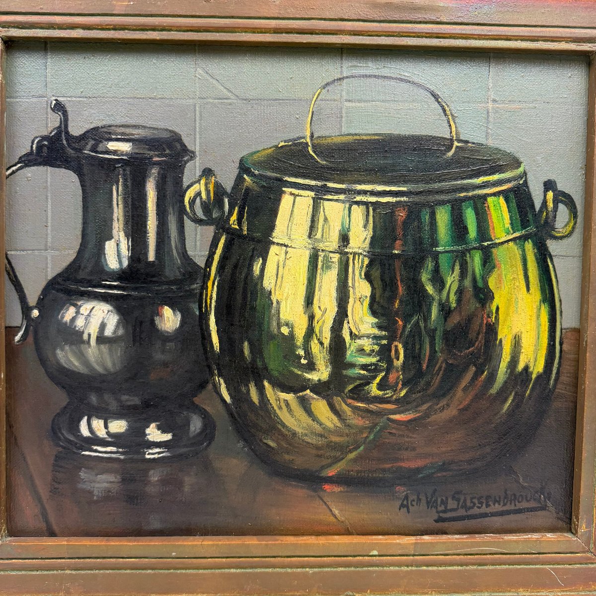 Oil On Canvas, Still Life By Achiel Van Sassenbrouck -photo-3