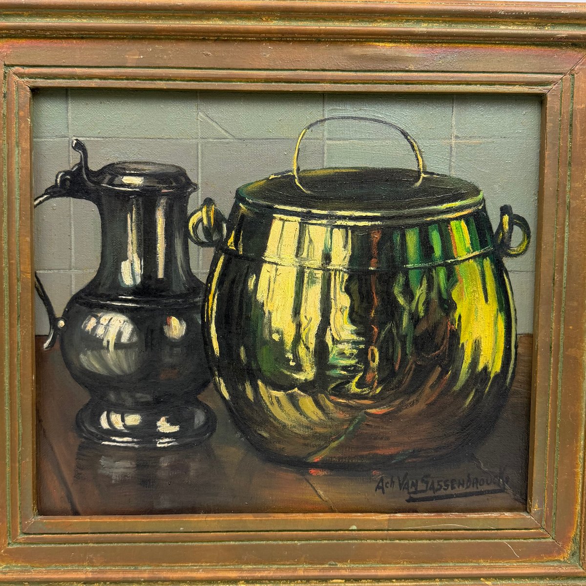Oil On Canvas, Still Life By Achiel Van Sassenbrouck -photo-3