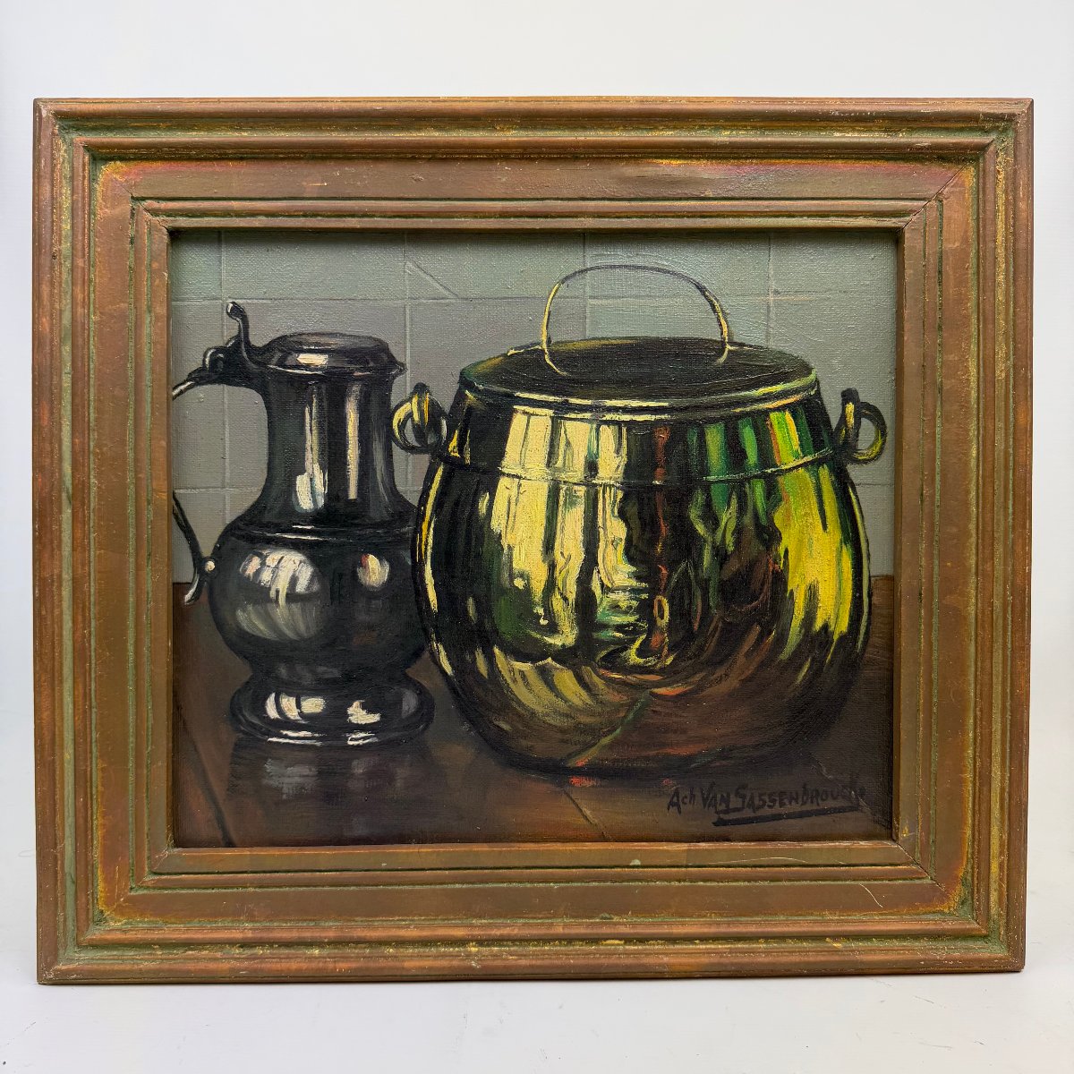 Oil On Canvas, Still Life By Achiel Van Sassenbrouck 