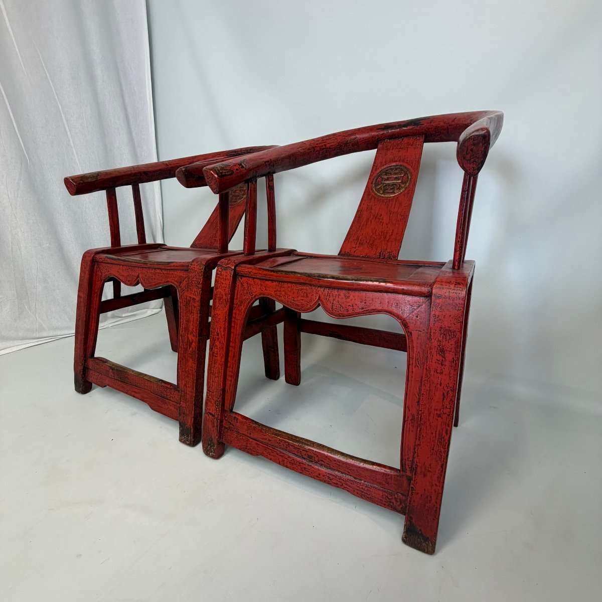Pair Of Antique Chinese “grand Tutor” Chairs-photo-2