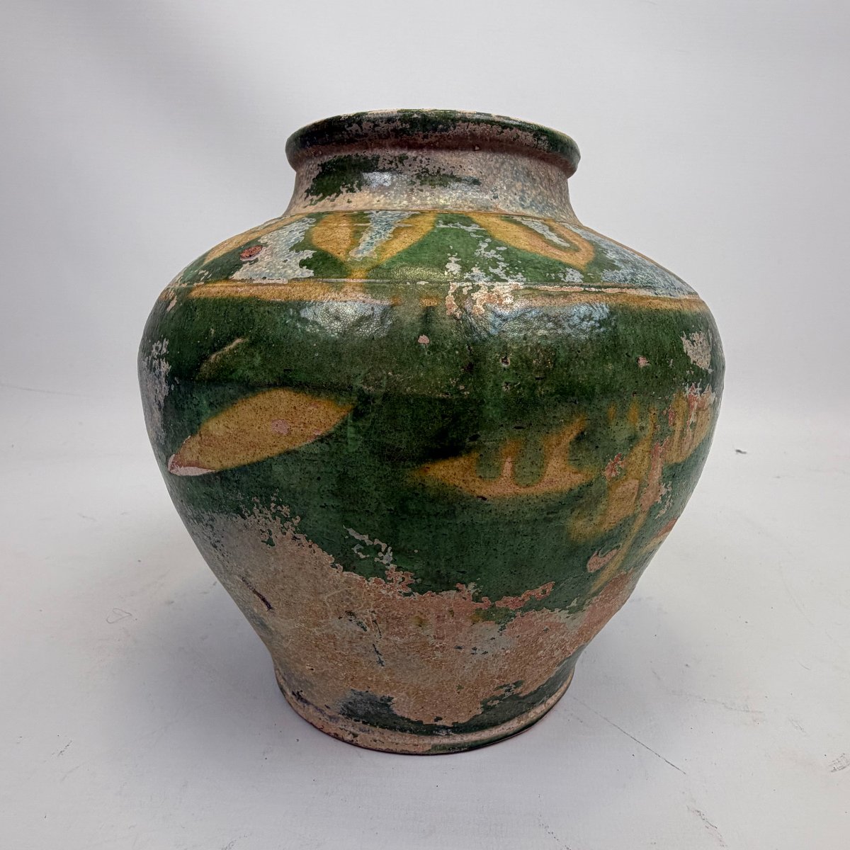 Three Antique Chinese Pottery Jars With Sancai Glaze -photo-2