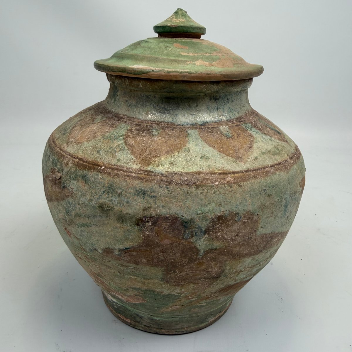 Three Antique Chinese Pottery Jars With Sancai Glaze -photo-3