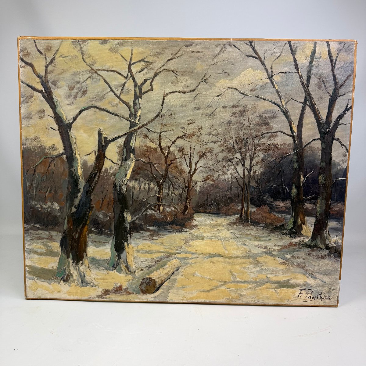 Oil On Canvas, “winter In The Forest” By Fernand Ponthier