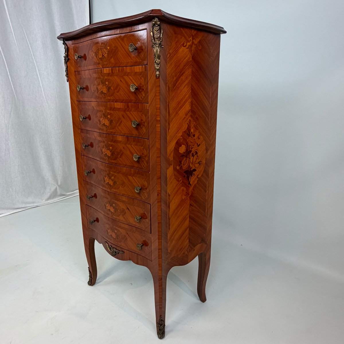 Louis XV-style Samainier With Floral Marquetry Motifs -photo-4